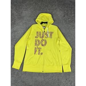 Nike Hoodie Mens Large Yellow Therma-Fit Just Do It Full Zip Sweatshirt Jacket